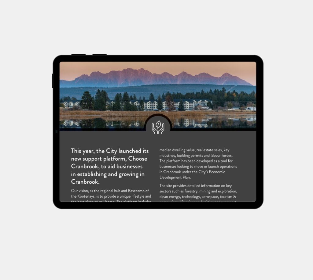 ipad display mockup of website design