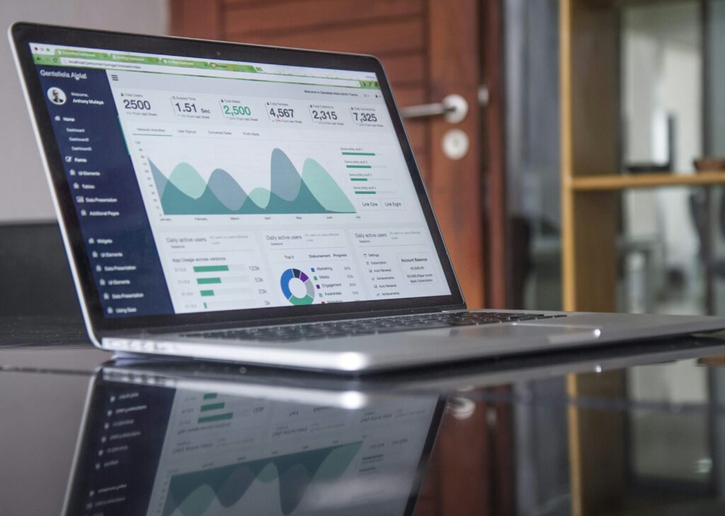 Webpage with graphics showing SEO results
