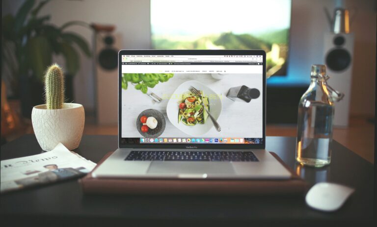 A small business website on a laptop.